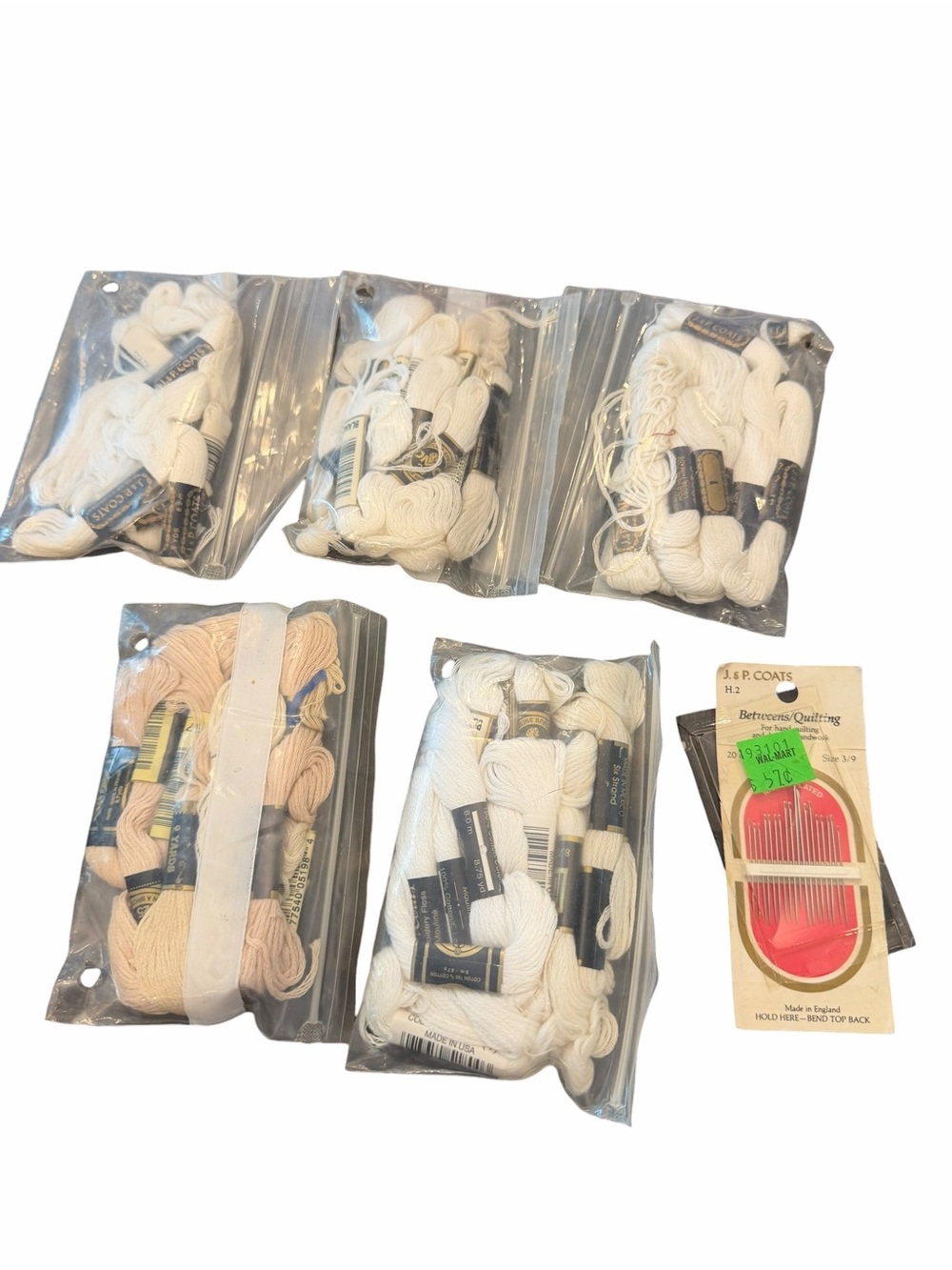 Lot Of White And Beige Floss Embroidery Cross Stitch DMC & Others VTG Needles